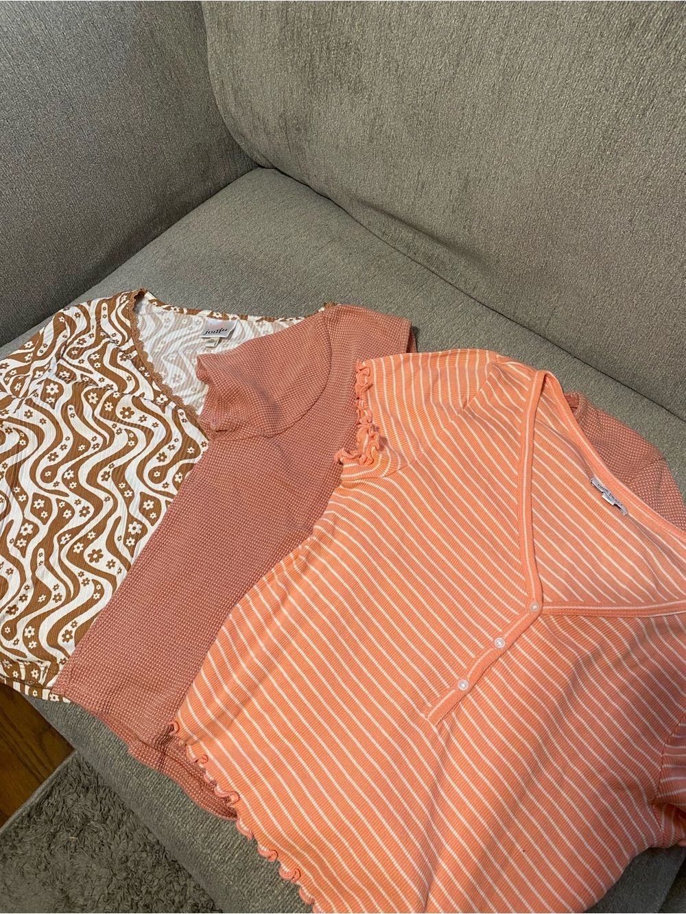True Craft women’s Orange & Brown Patterned Short Sleeve Tops - 3-Pack